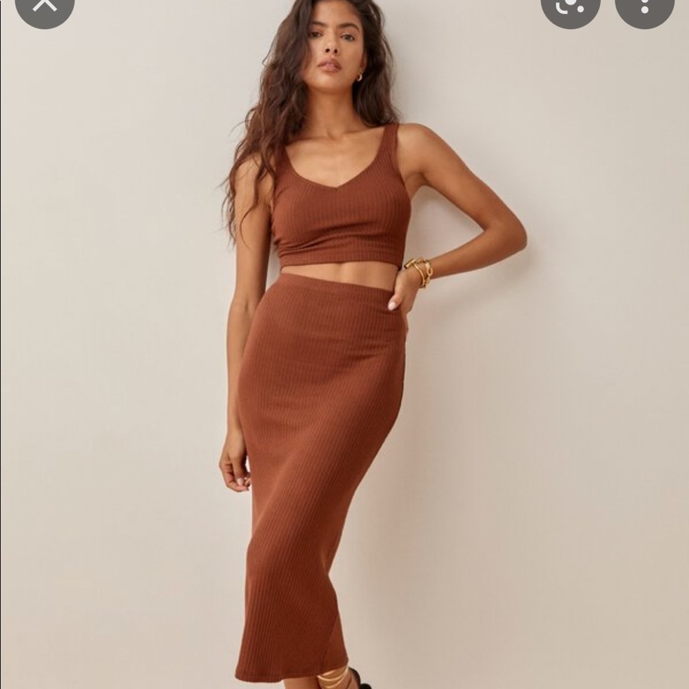 Reformation- Emily Knit Two Piece - Brown
